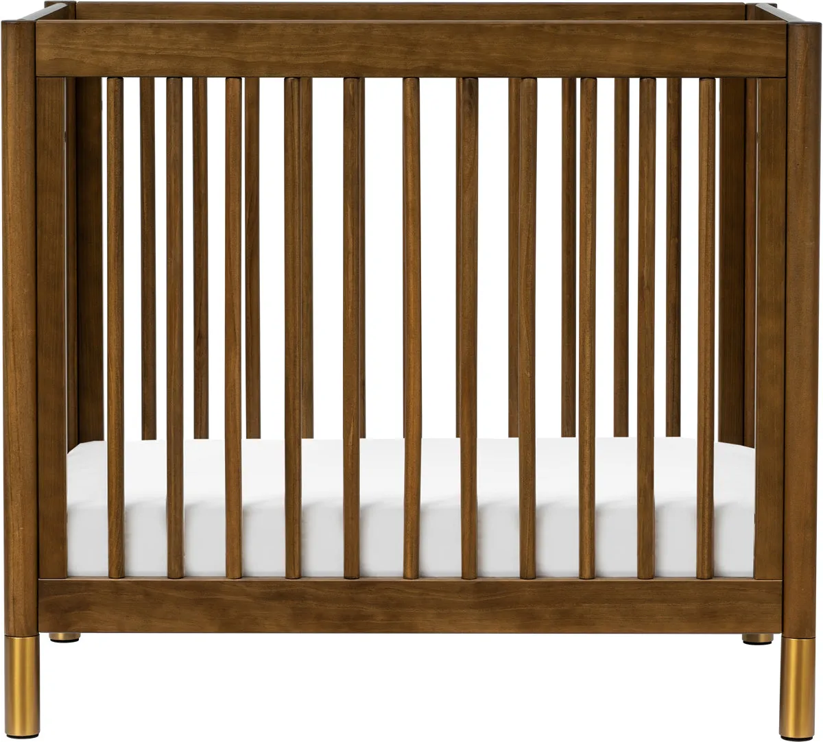 Babyletto Gelato 4-in-1 Convertible Mini Crib - Natural Walnut & Gold Feet