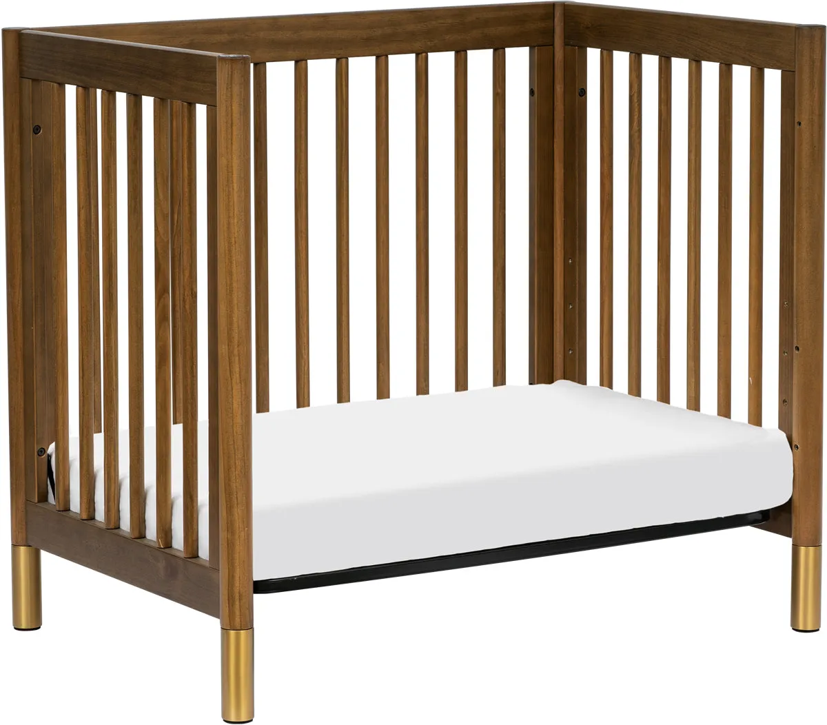 Babyletto Gelato 4-in-1 Convertible Mini Crib - Natural Walnut & Gold Feet