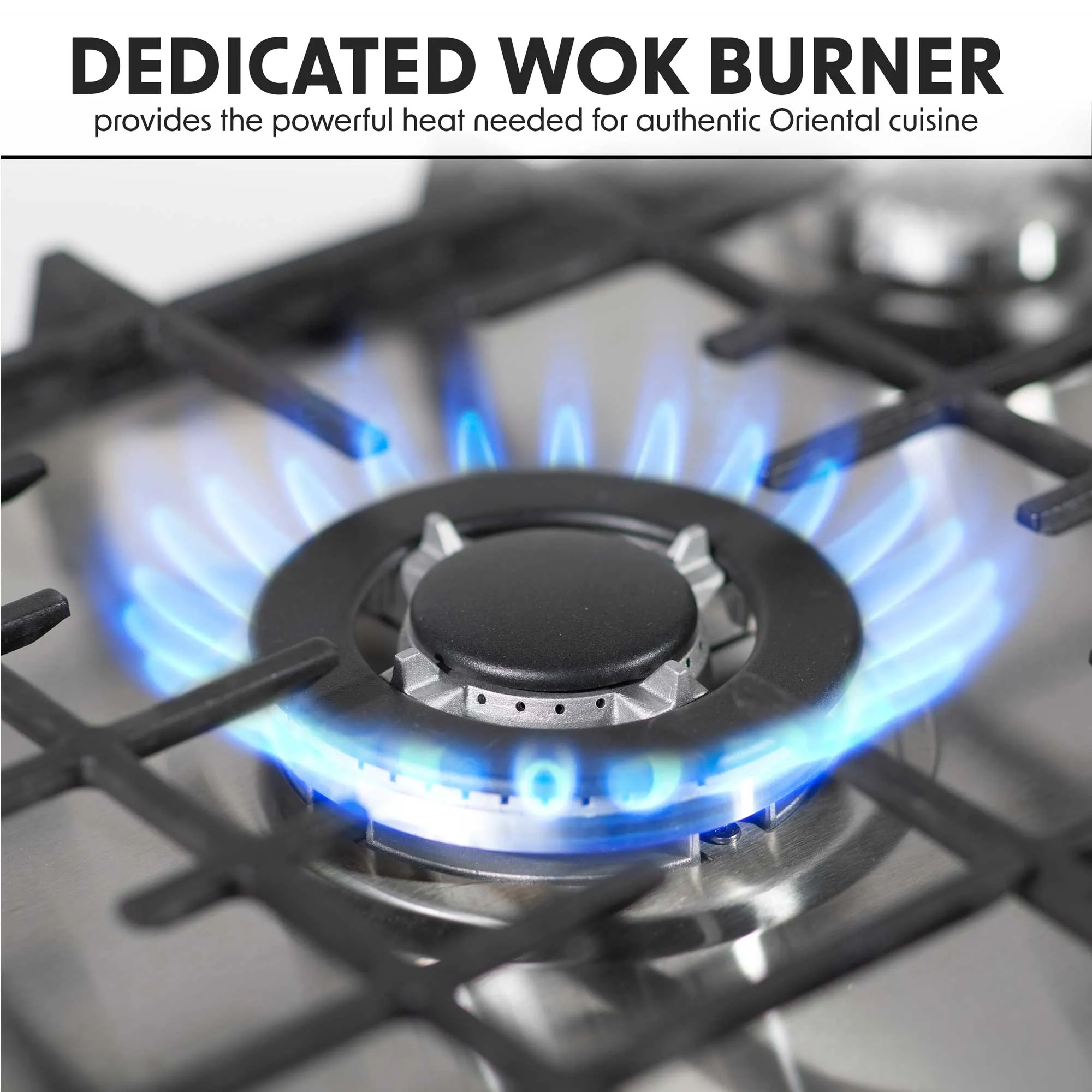 Baridi 70cm Gas Hob Built-In, 5 Burner and Cast Iron Pan Supports, Stainless Steel - DH227