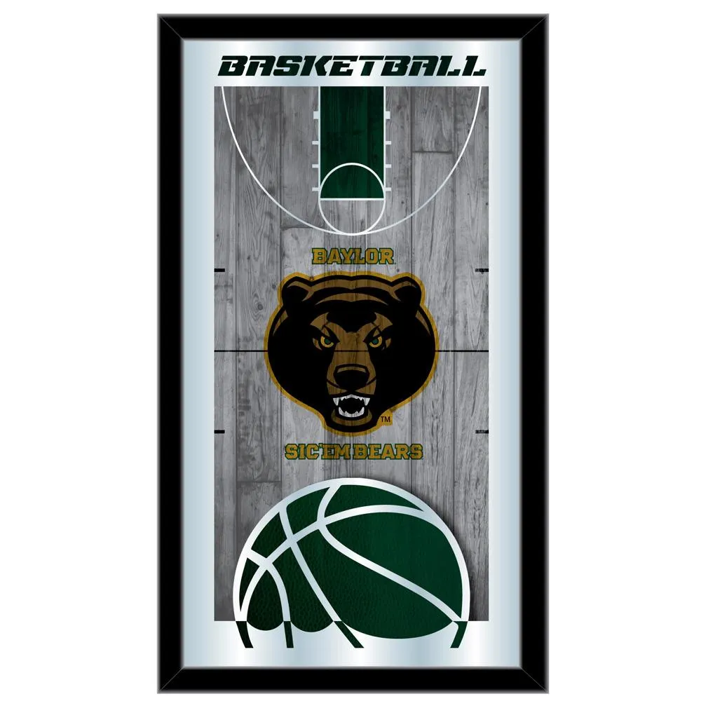 Baylor Bears HBS Green Basketball Framed Hanging Glass Wall Mirror (26"x15")