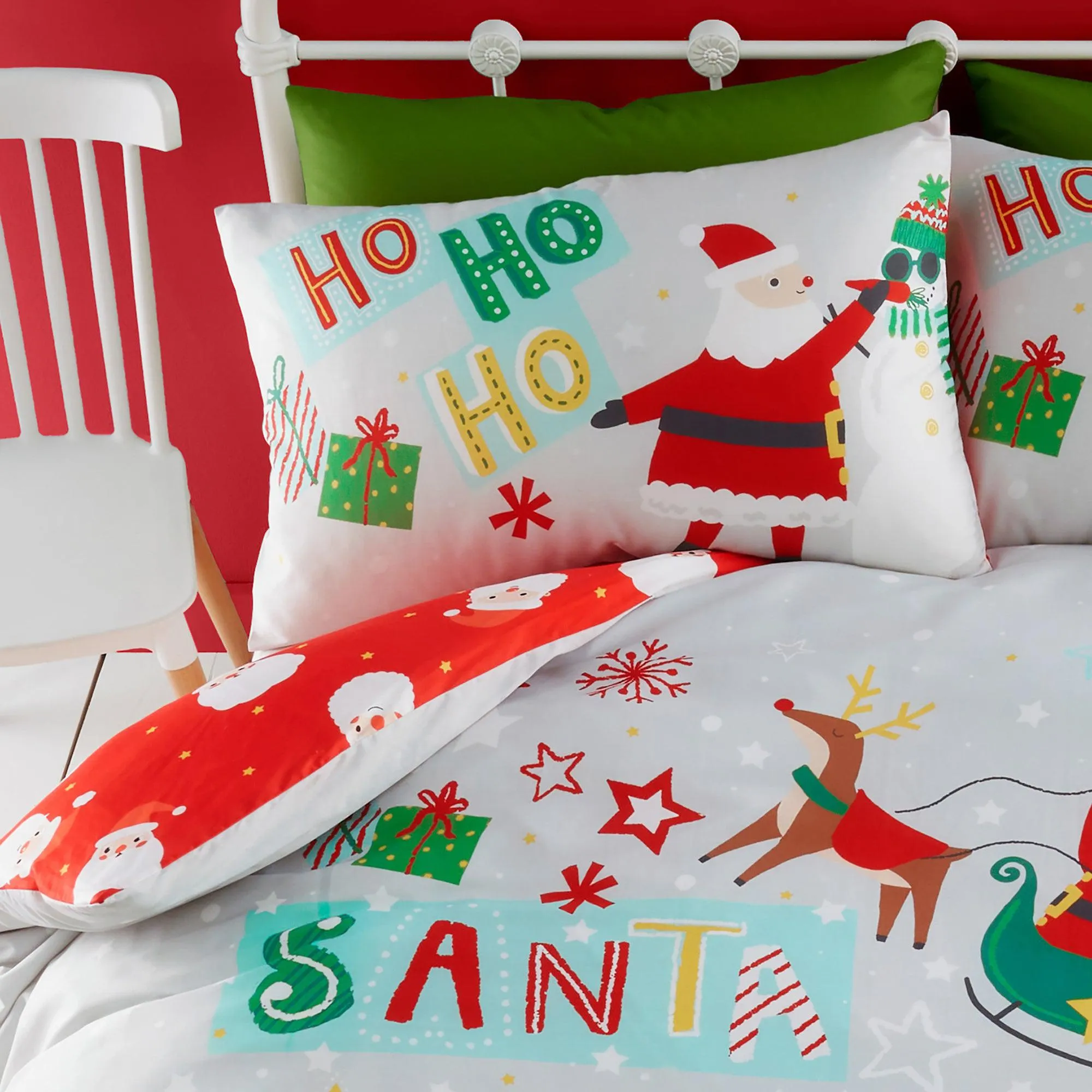 Bedlam Santa Please Stop Here Duvet Cover Set - Grey