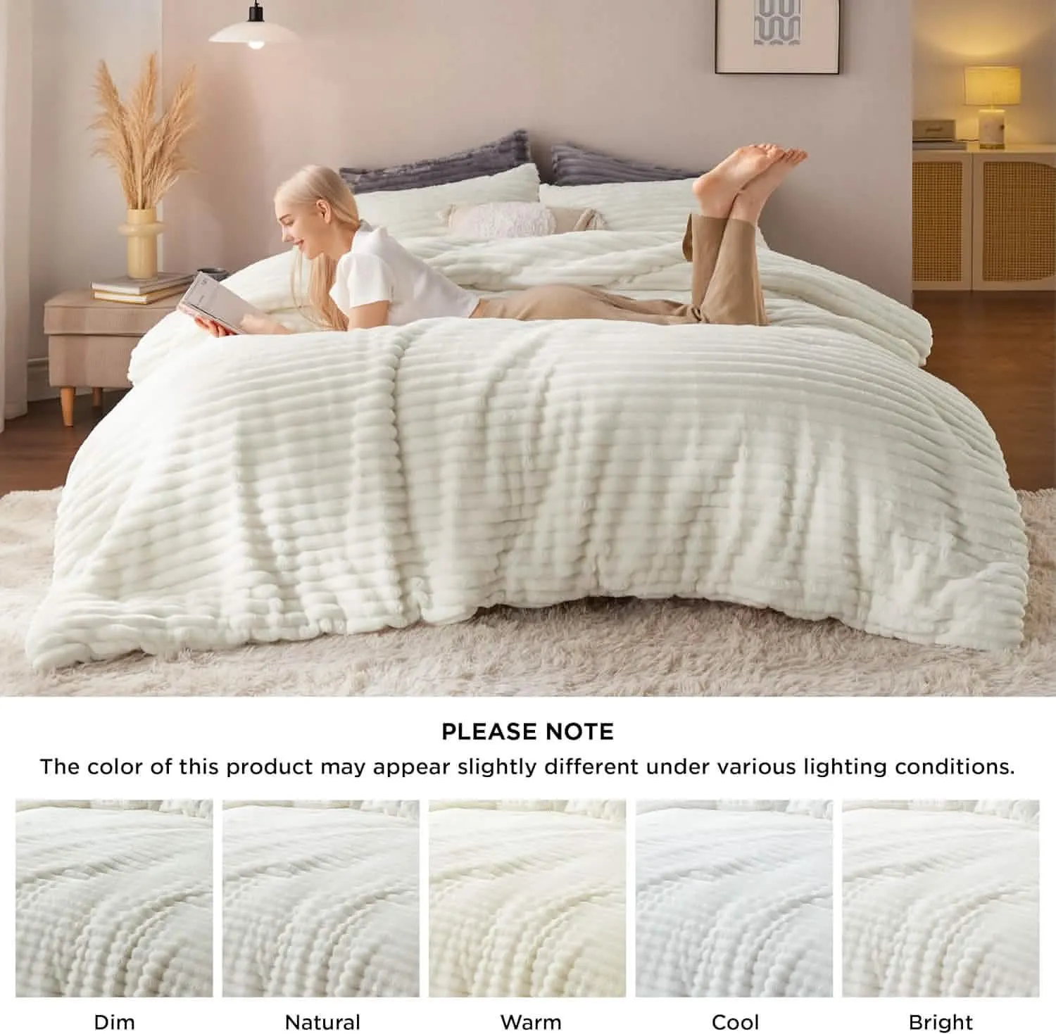 Bedsure Striped Flannel Comforter Set