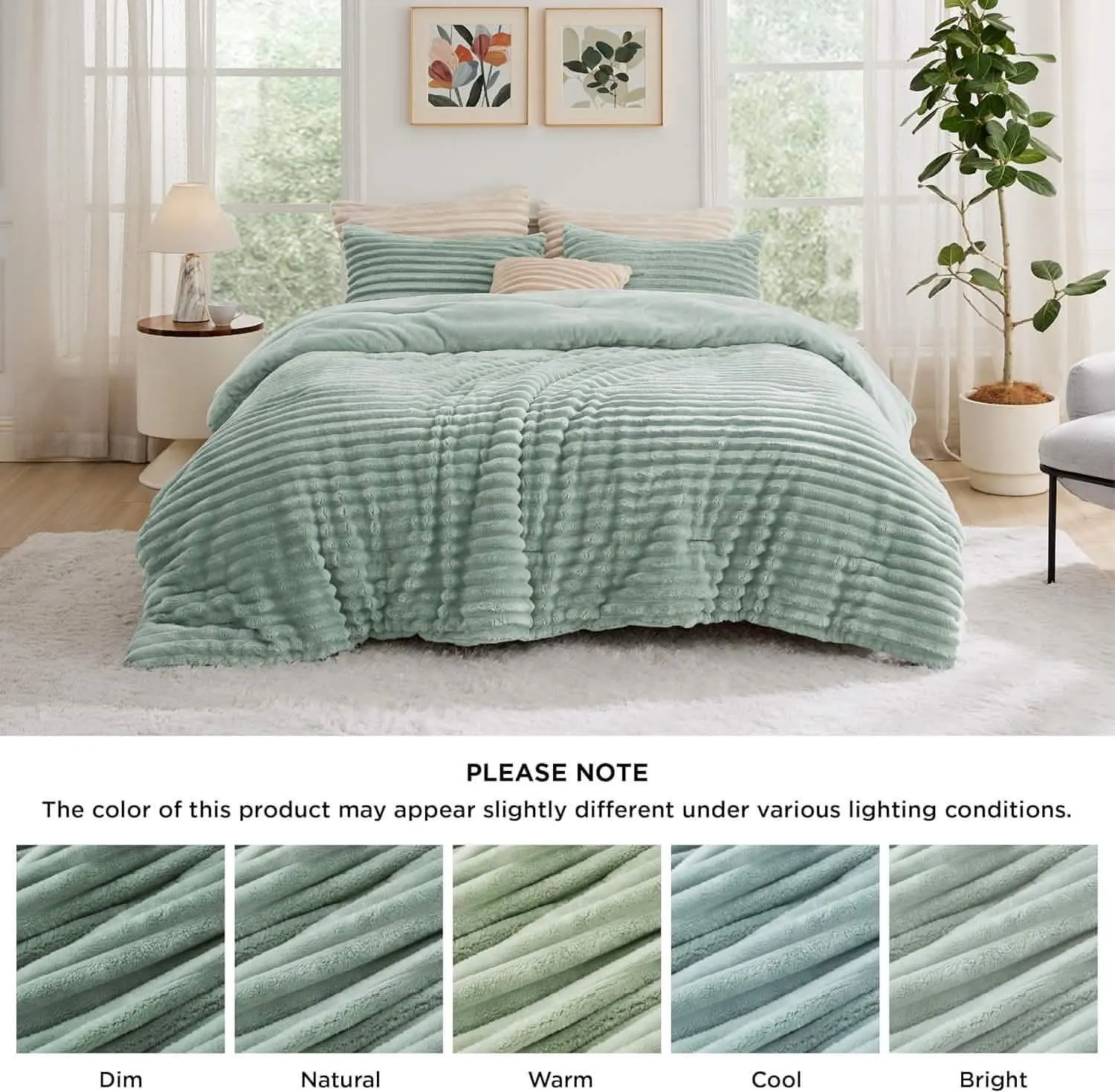 Bedsure Striped Flannel Comforter Set