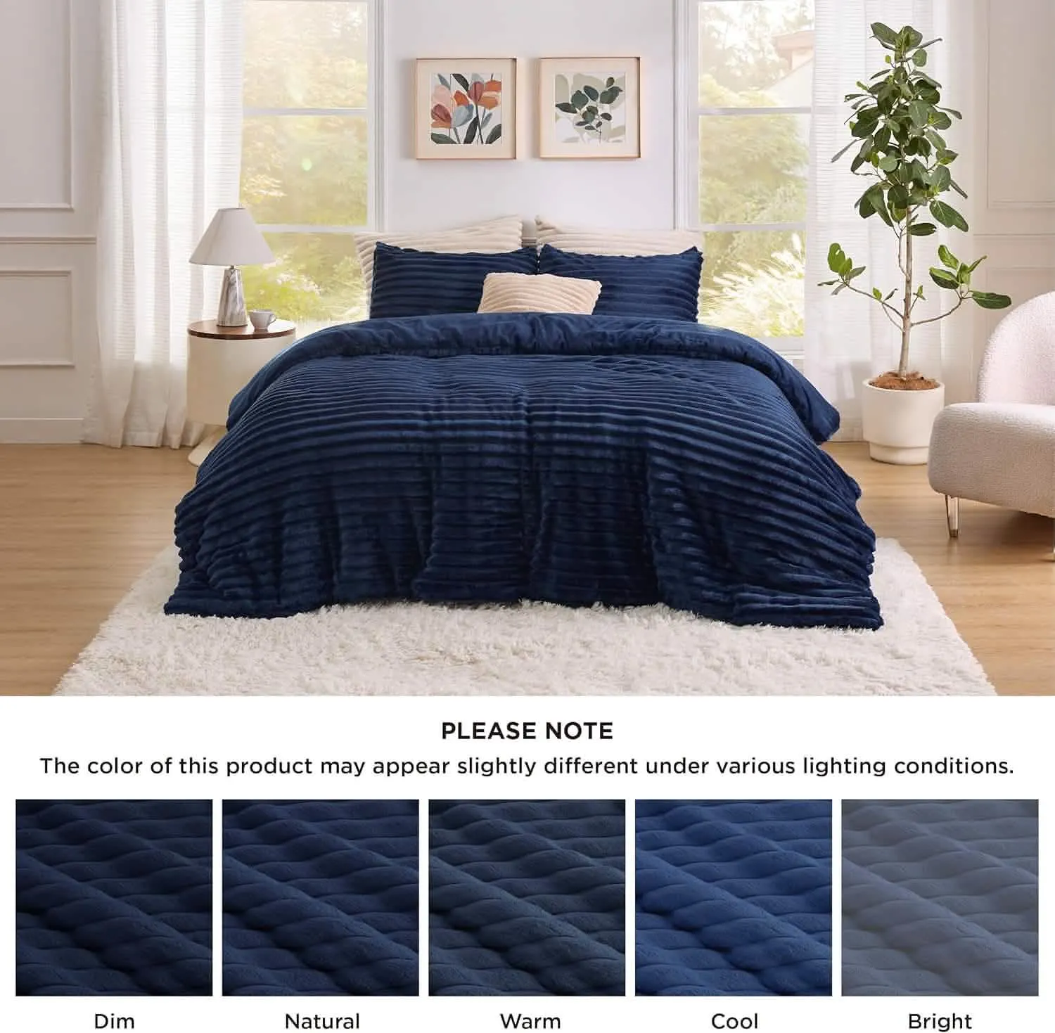 Bedsure Striped Flannel Comforter Set