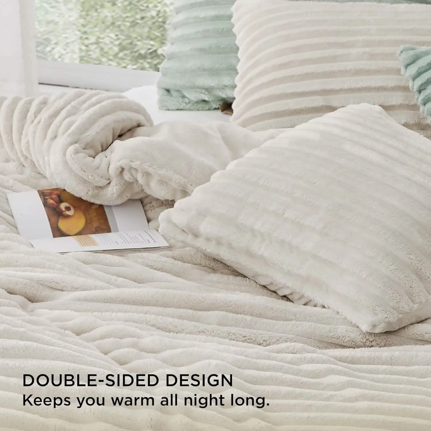 Bedsure Striped Flannel Comforter Set