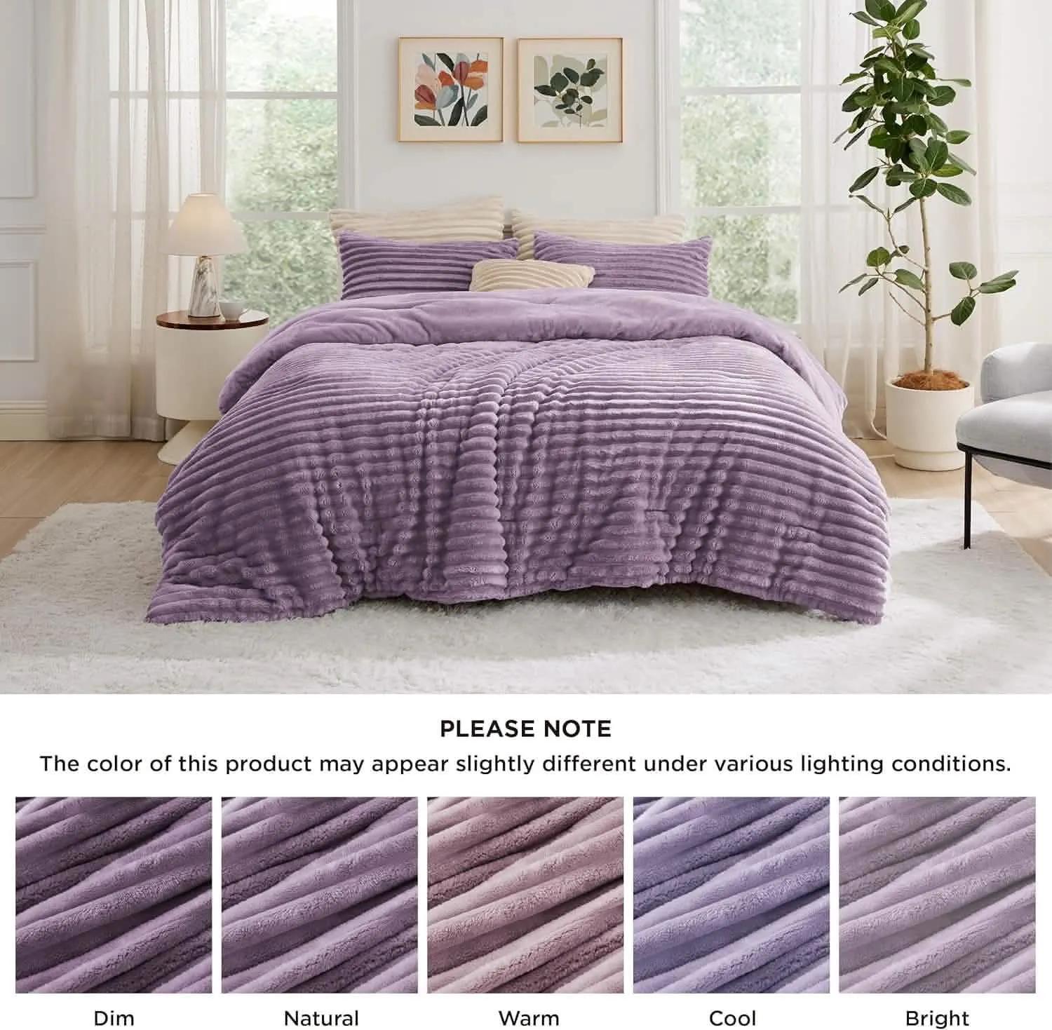 Bedsure Striped Flannel Comforter Set