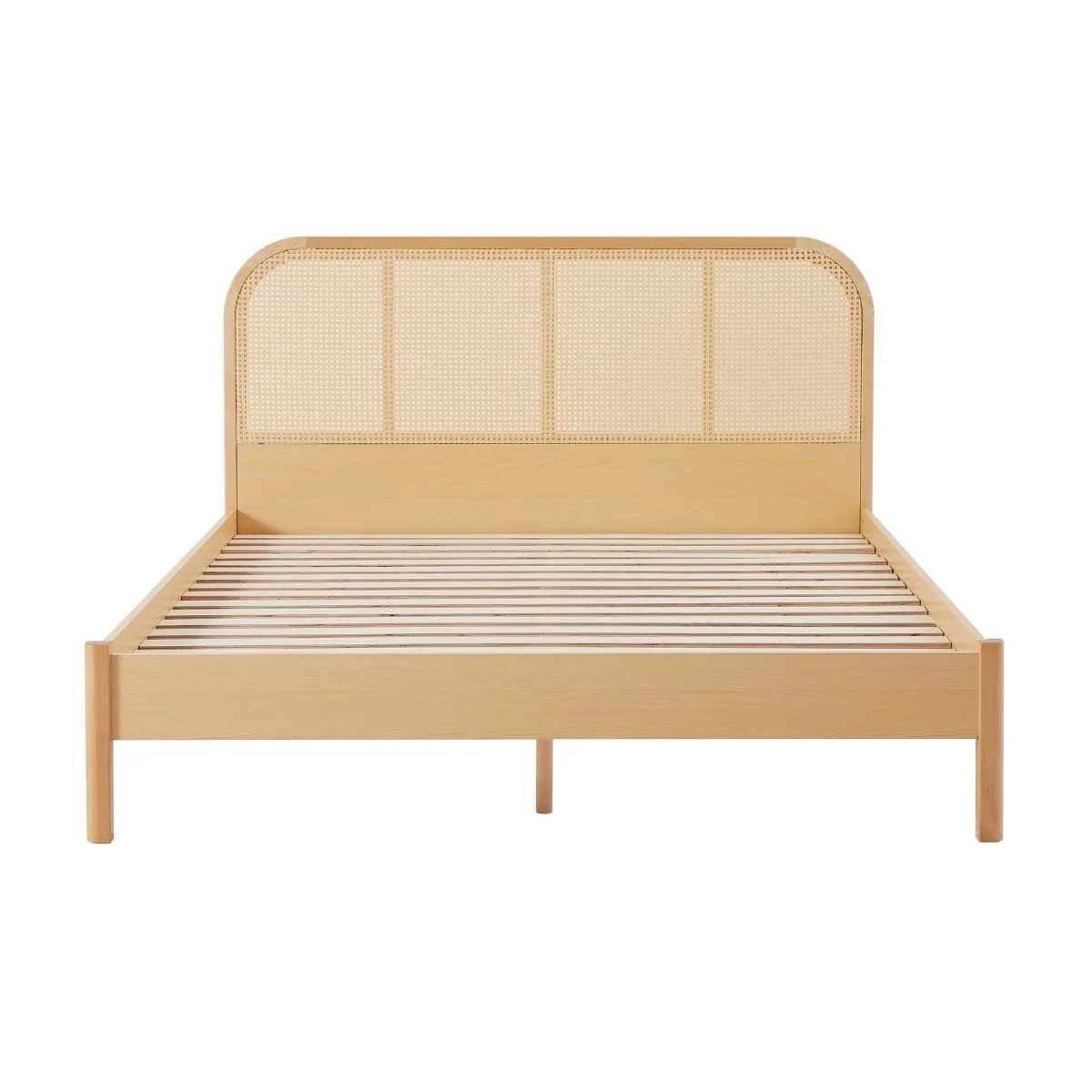 Bedzy Luxe Rattan Bed Frame with Curved Bedhead - Double