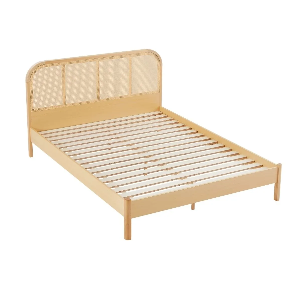 Bedzy Luxe Rattan Bed Frame with Curved Bedhead - Double