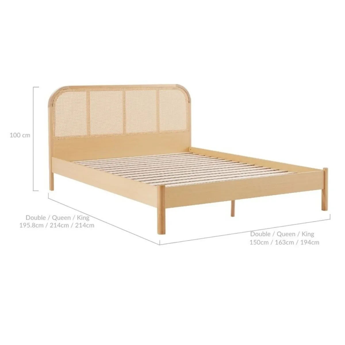 Bedzy Luxe Rattan Bed Frame with Curved Bedhead - Double