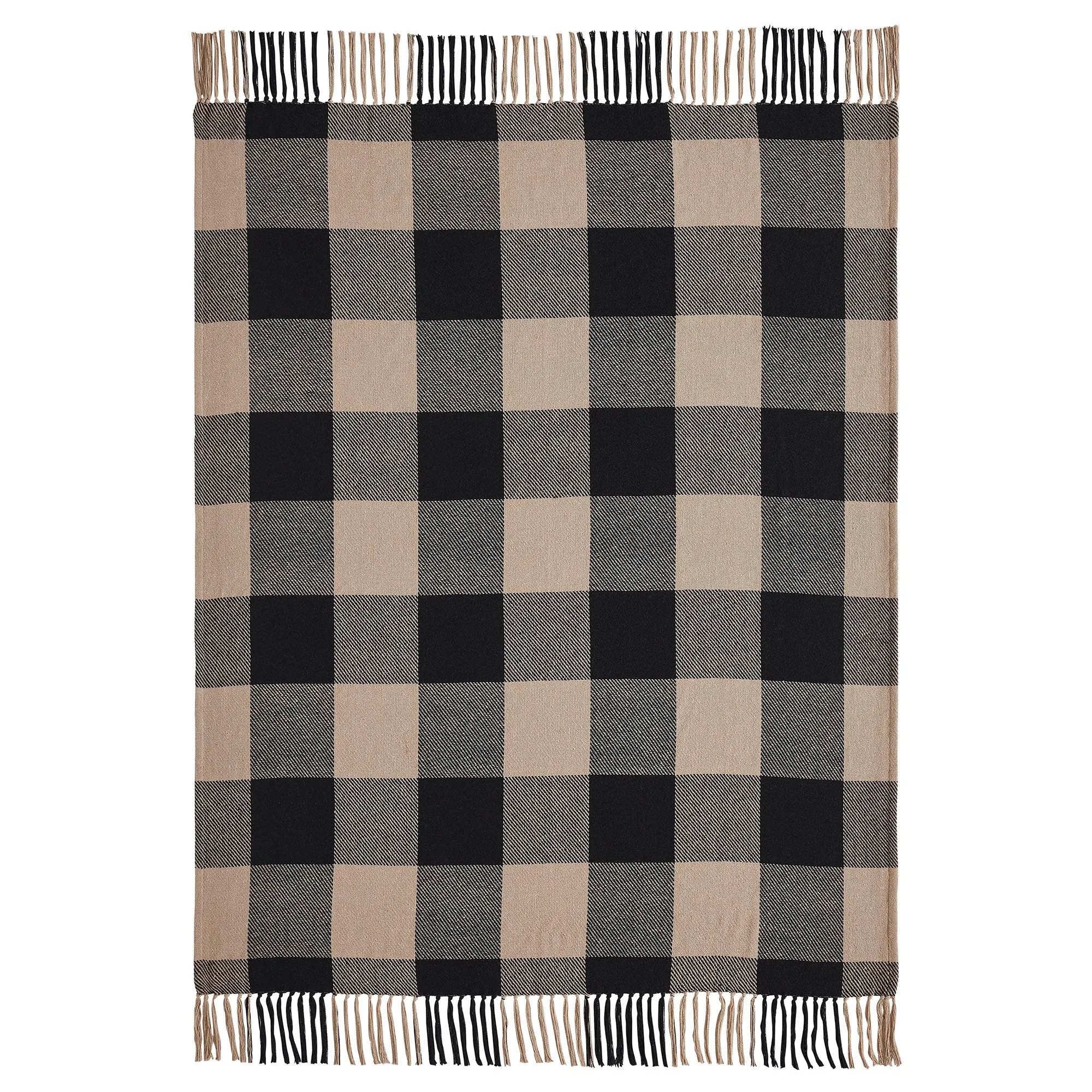 Black Check Woven Throw 50x60