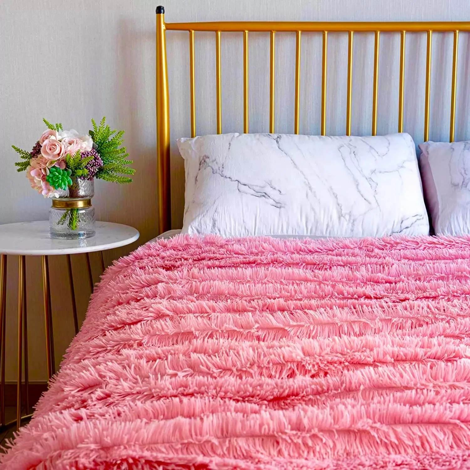 Blanket Soft Fur Fluffy Korean Style, Pink Color.