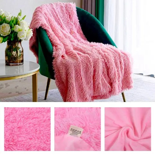 Blanket Soft Fur Fluffy Korean Style, Pink Color.