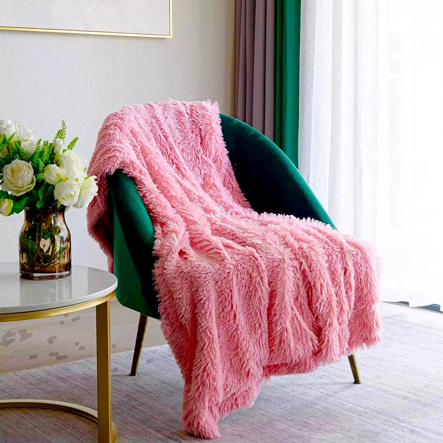 Blanket Soft Fur Fluffy Korean Style, Pink Color.