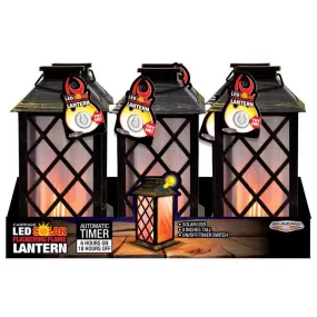 Blazing LEDz 9 in. Solar Power Plastic Carriage Flicker Flame Assorted Flameless Lantern