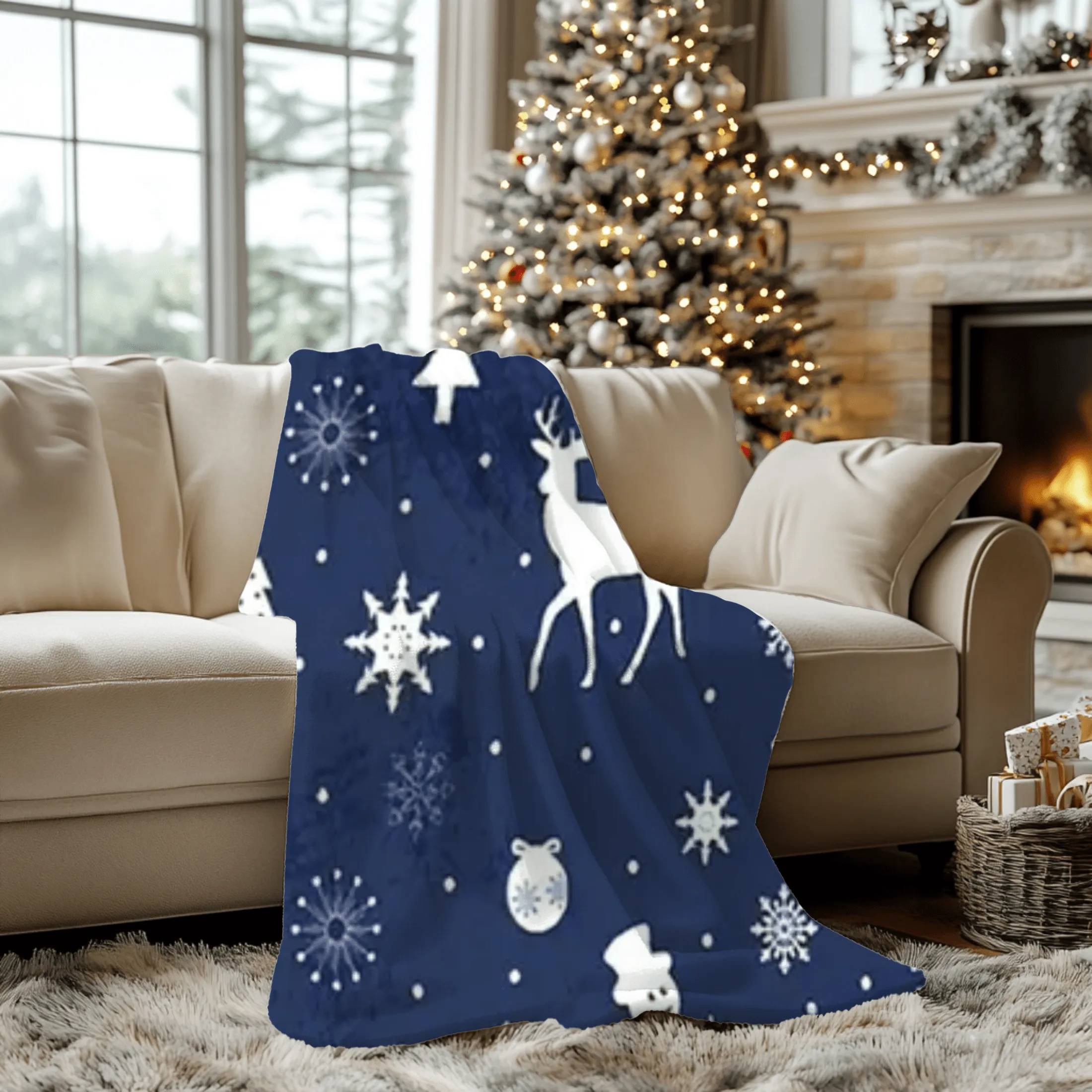 Blue & White Christmas Blanket