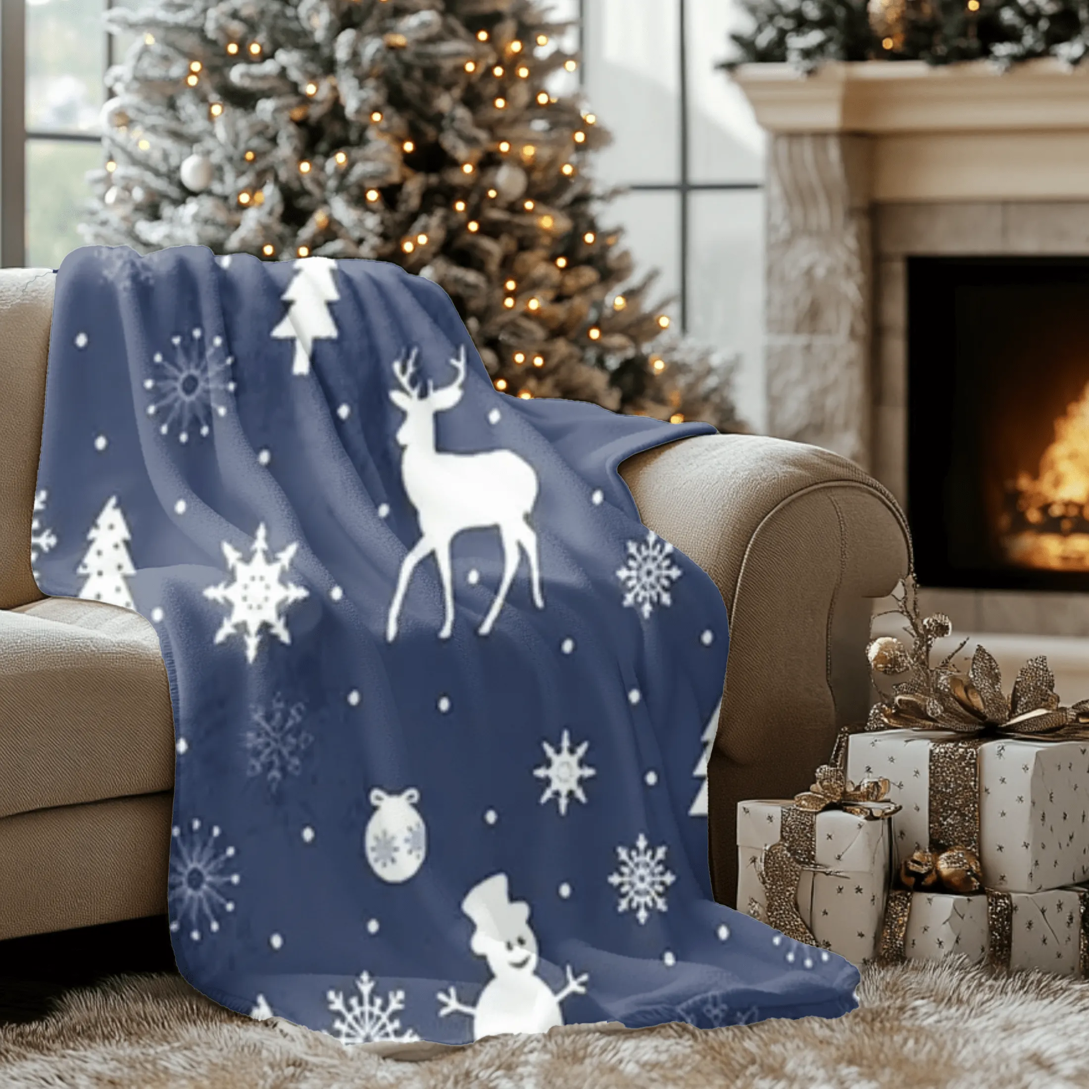 Blue & White Christmas Blanket