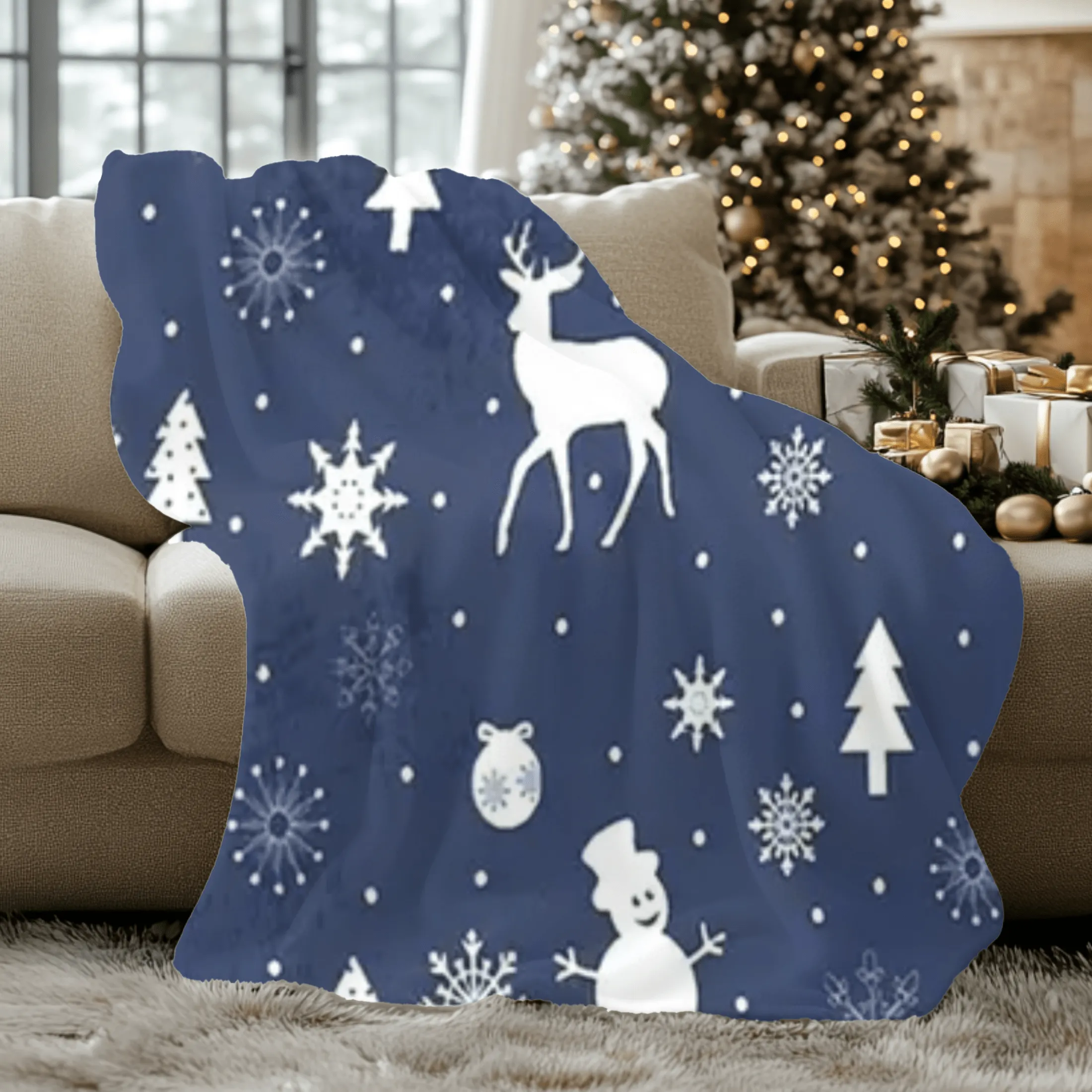 Blue & White Christmas Blanket