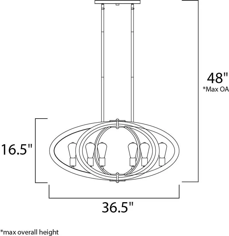 Bodega Bay 16.5" Chandelier with 6 Lights with bulbs included - Anthracite