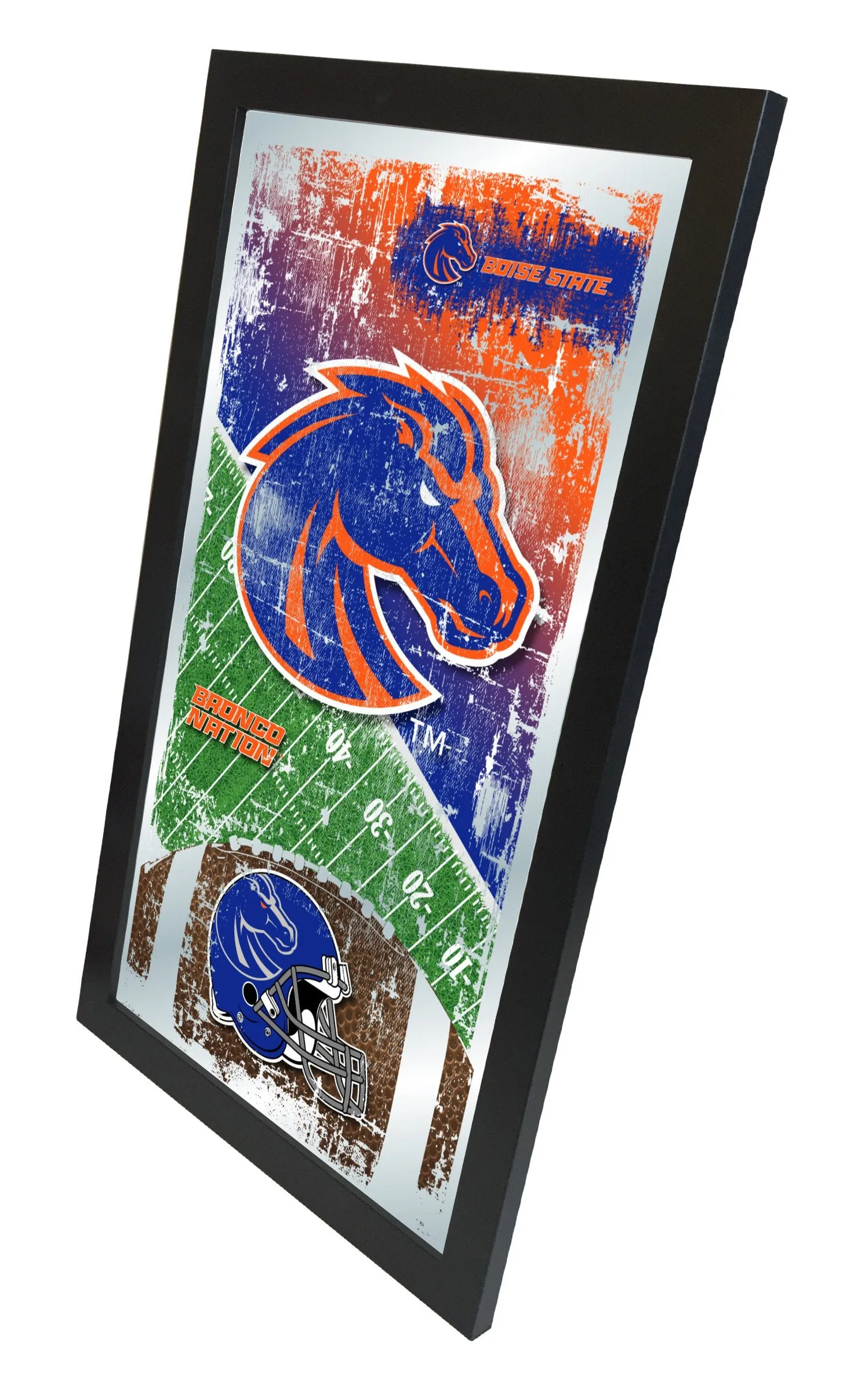 Boise State Broncos HBS Football Framed Hanging Glass Wall Mirror (26"x15")