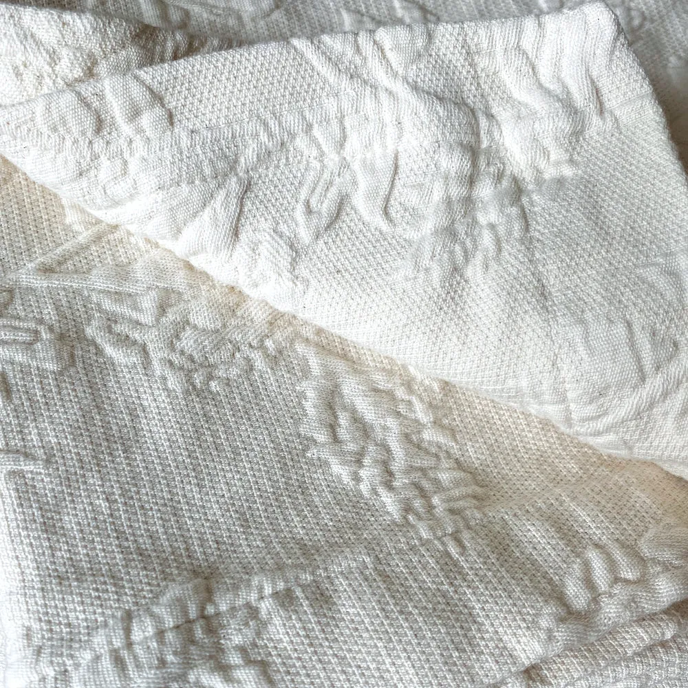 Botanical White Cotton Bedspread