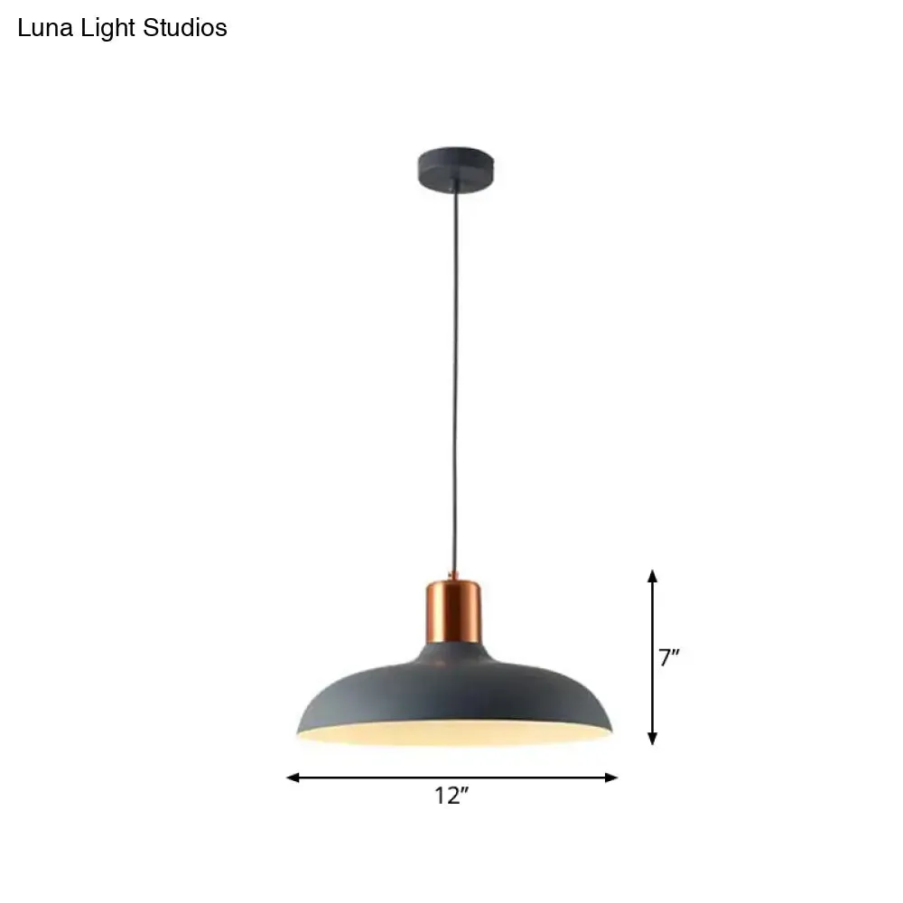 Bowl-shaped Restaurant Pendant Light - Metal Construction, Macaron Suspension Design with 1 Bulb