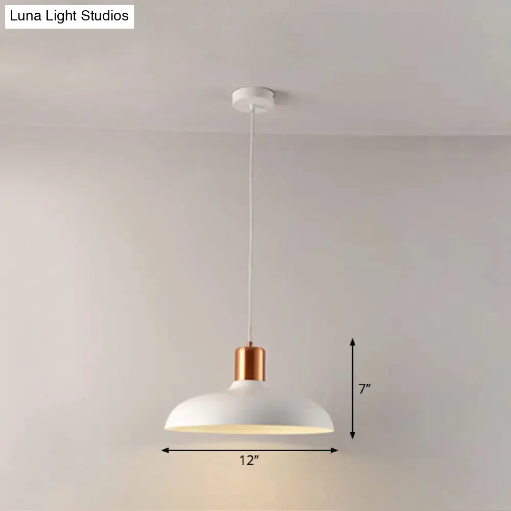 Bowl-shaped Restaurant Pendant Light - Metal Construction, Macaron Suspension Design with 1 Bulb