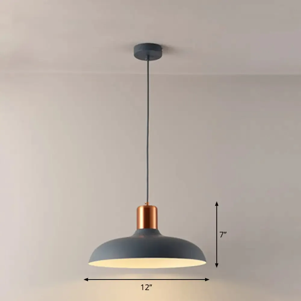 Bowl-shaped Restaurant Pendant Light - Metal Construction, Macaron Suspension Design with 1 Bulb