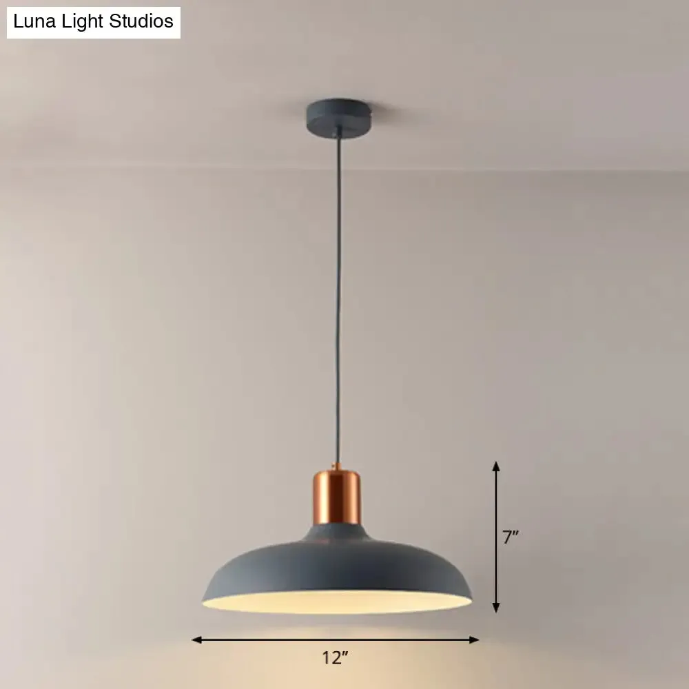 Bowl-shaped Restaurant Pendant Light - Metal Construction, Macaron Suspension Design with 1 Bulb