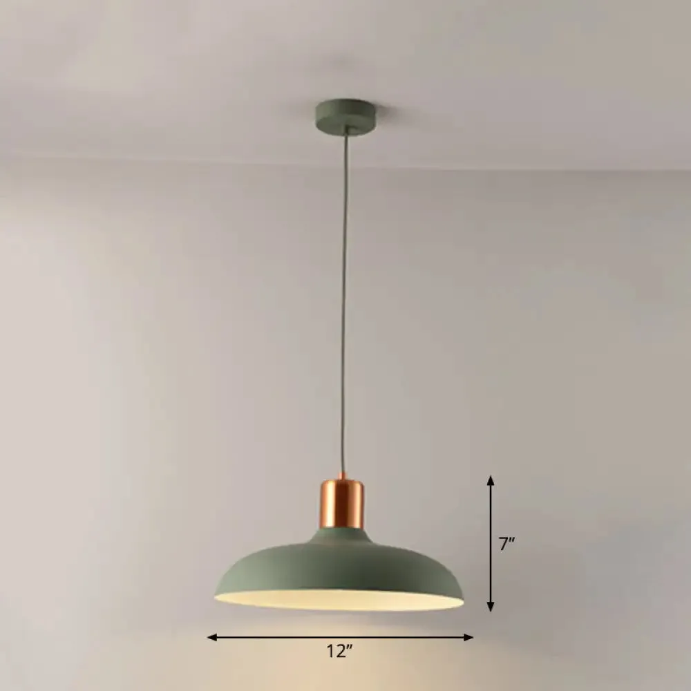 Bowl-shaped Restaurant Pendant Light - Metal Construction, Macaron Suspension Design with 1 Bulb