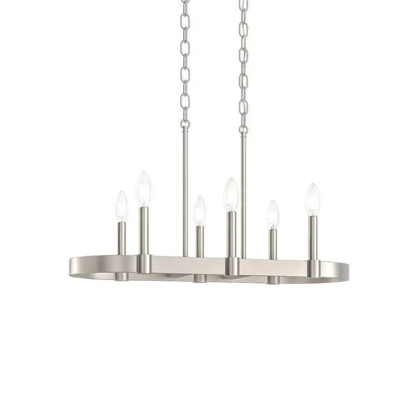 Brené 28" 6 Light Linear Chandelier Brushed Nickel #82352