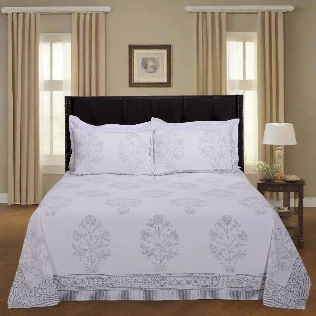 Brinda Grey Cotton Percale Bedsheet