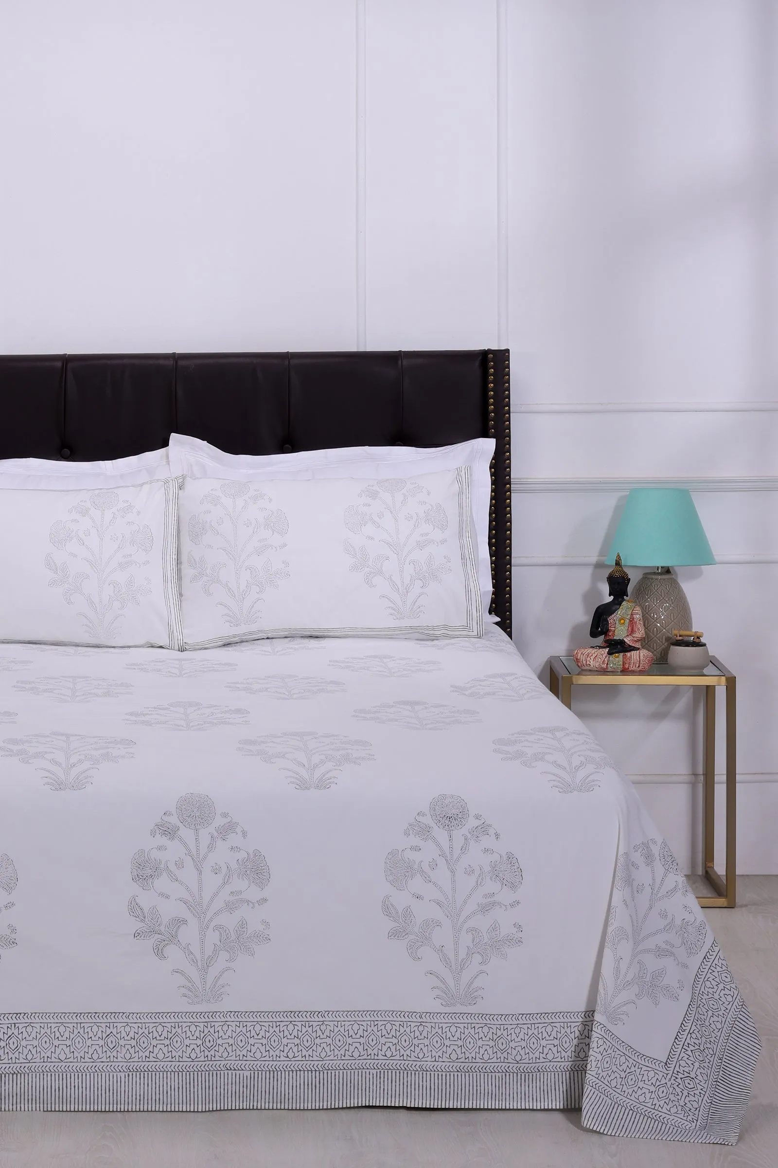 Brinda Grey Cotton Percale Bedsheet