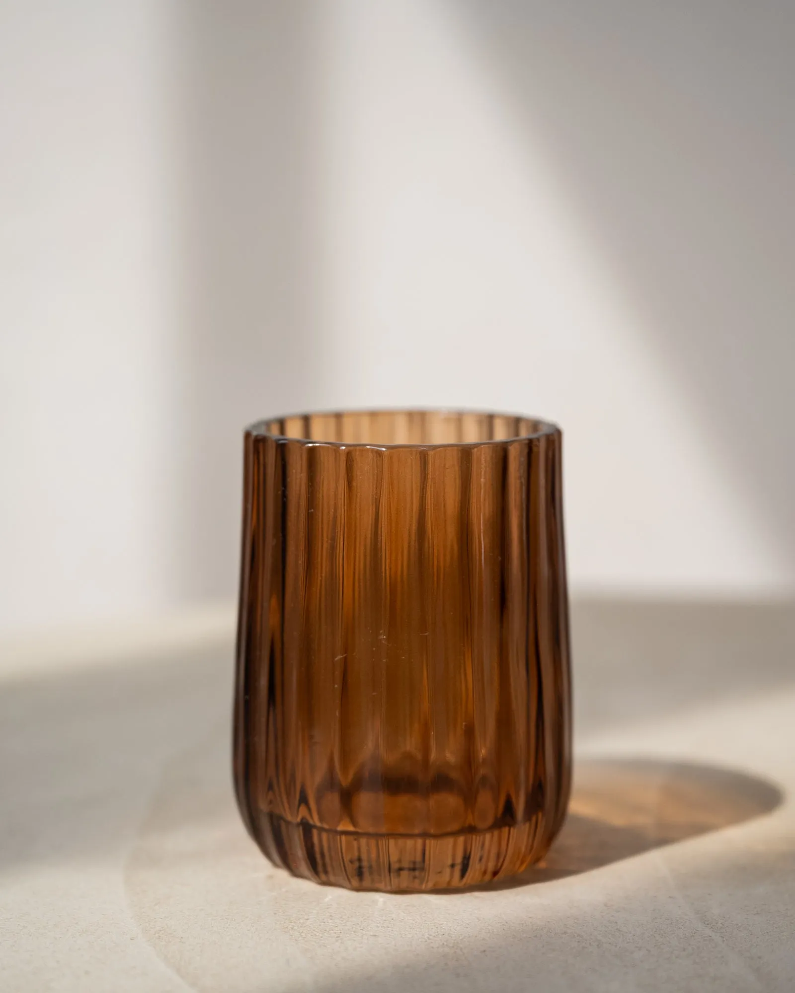 Brown Glass Toothbrush Cup