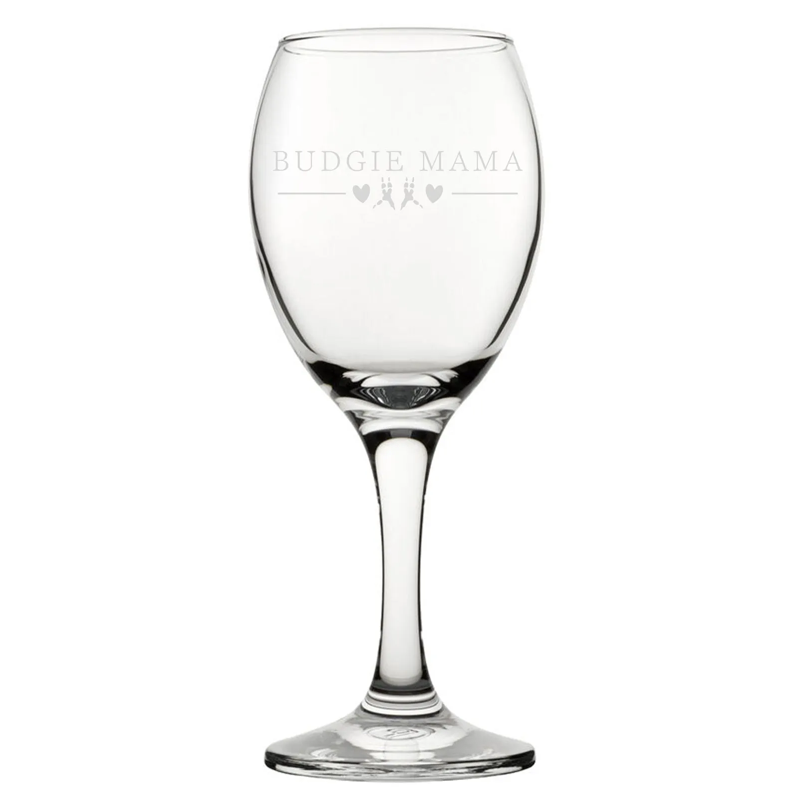 Budgie Mama - Engraved Novelty Wine Glass