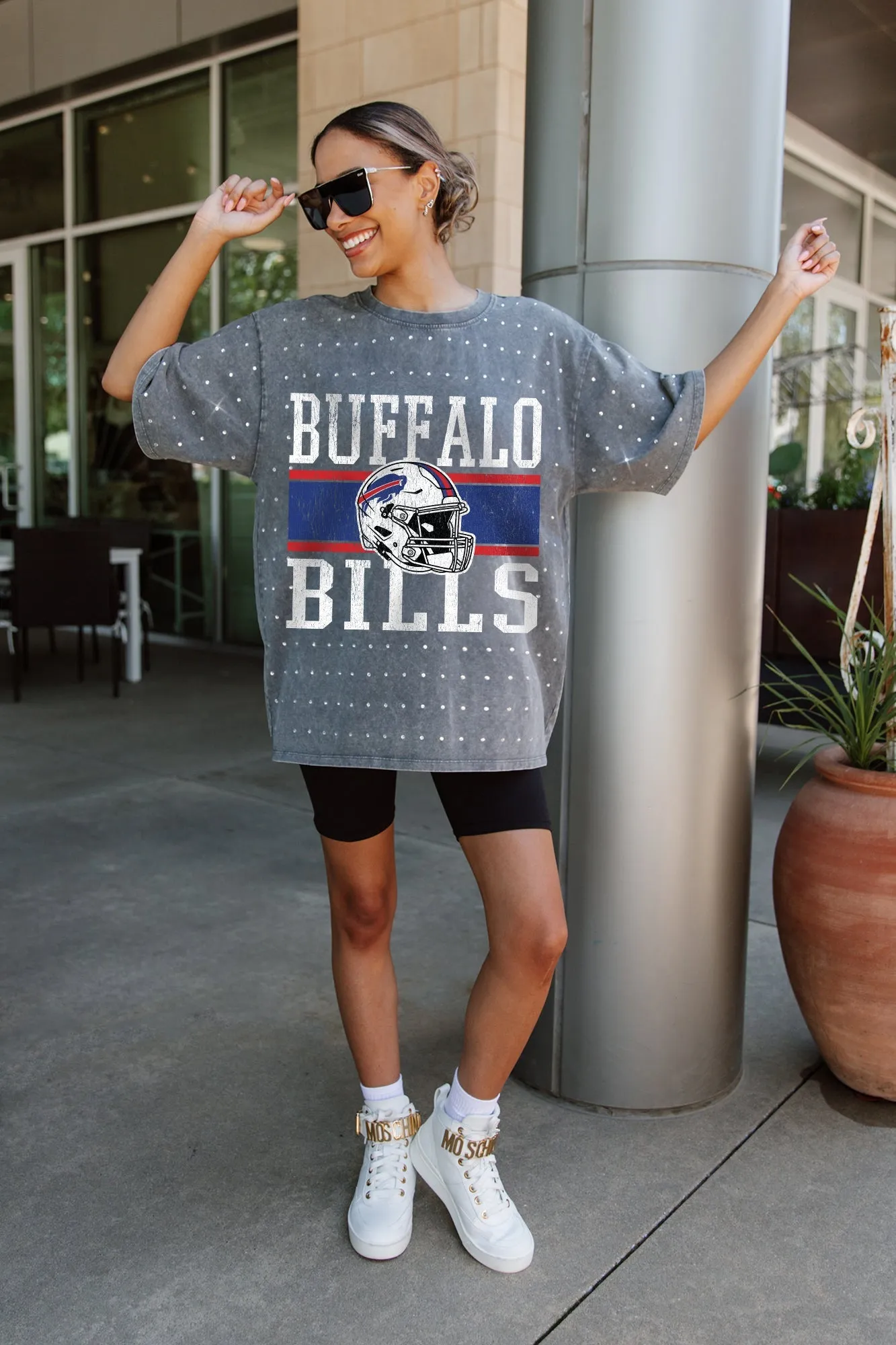 BUFFALO BILLS ON THE BALL MINI RHINESTONE SHORT SLEEVE CLASSIC TEE