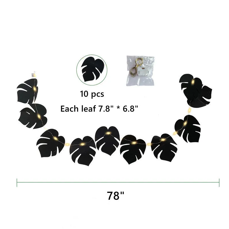 Bulk Black Halloween Tropical Palm Monstera Leaves Garland String Lights Wholesale