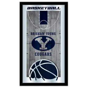 BYU Cougars HBS Navy Basketball Framed Hanging Glass Wall Mirror (26"x15")