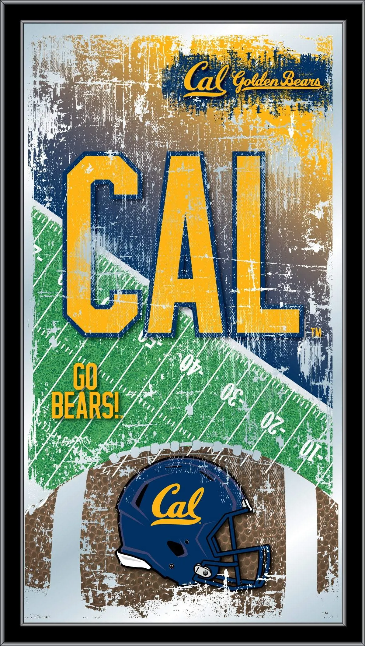 California Golden Bears HBS Football Framed Hanging Glass Wall Mirror (26"x15")