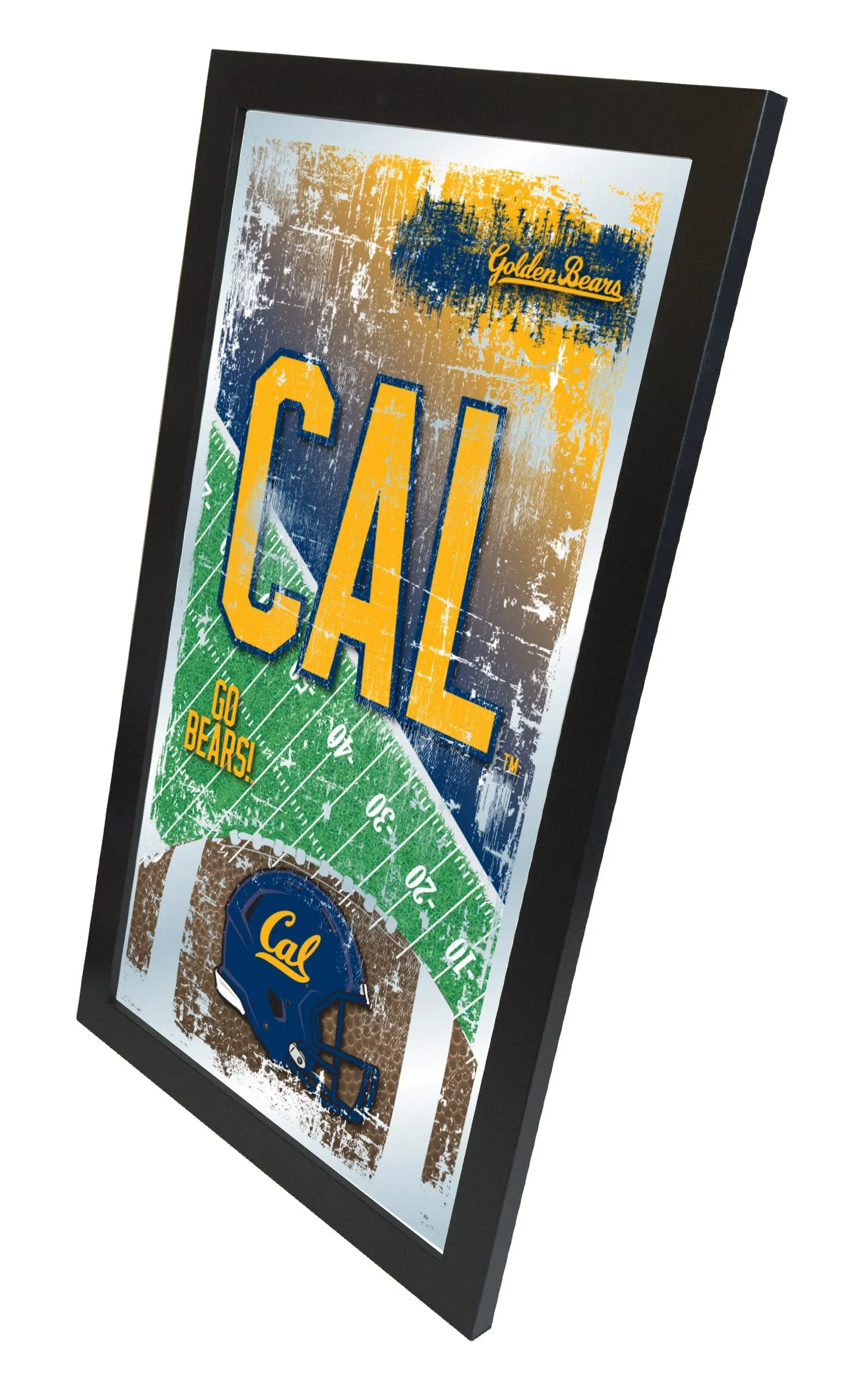 California Golden Bears HBS Football Framed Hanging Glass Wall Mirror (26"x15")