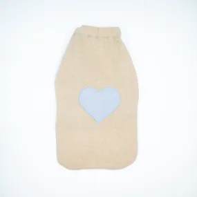 Camel and Sky Blue Heart Cashmere Large Hot Water Bottle