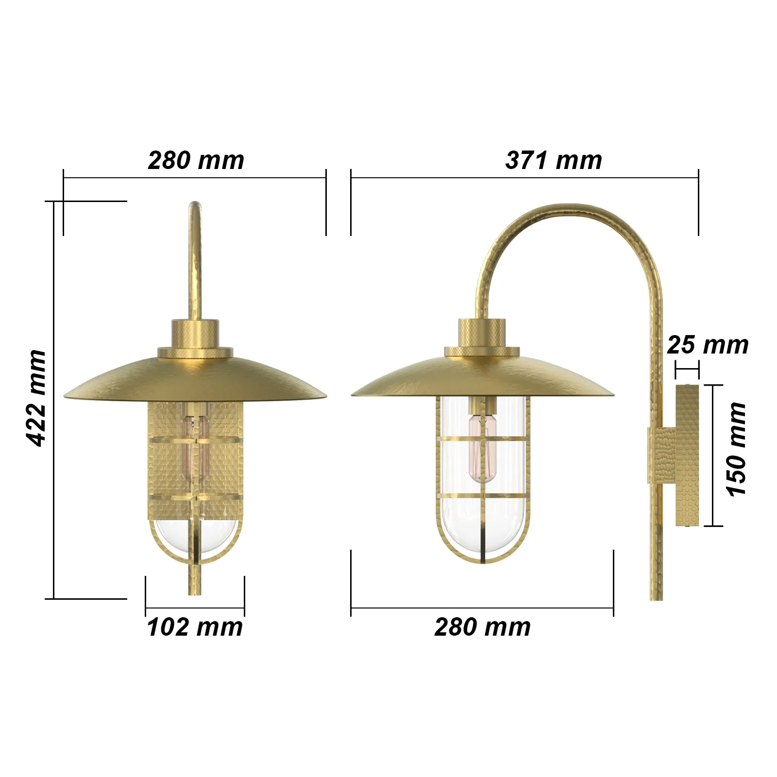 CANARIAS Luxury Classic Solid Copper Outdoor Wall Light IP44 Weather Proof E27