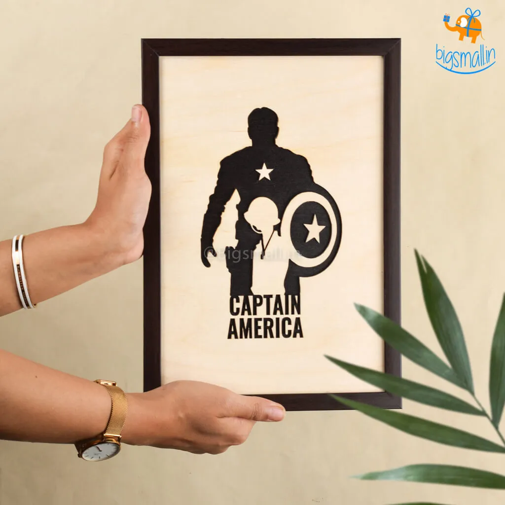 Captain America Engraved Wooden Frame