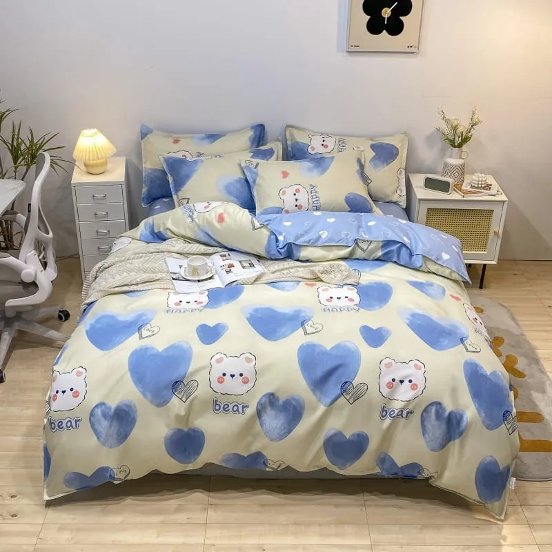 Cartoon Piggy Bubble Tea Bear Heart Bedding Sets