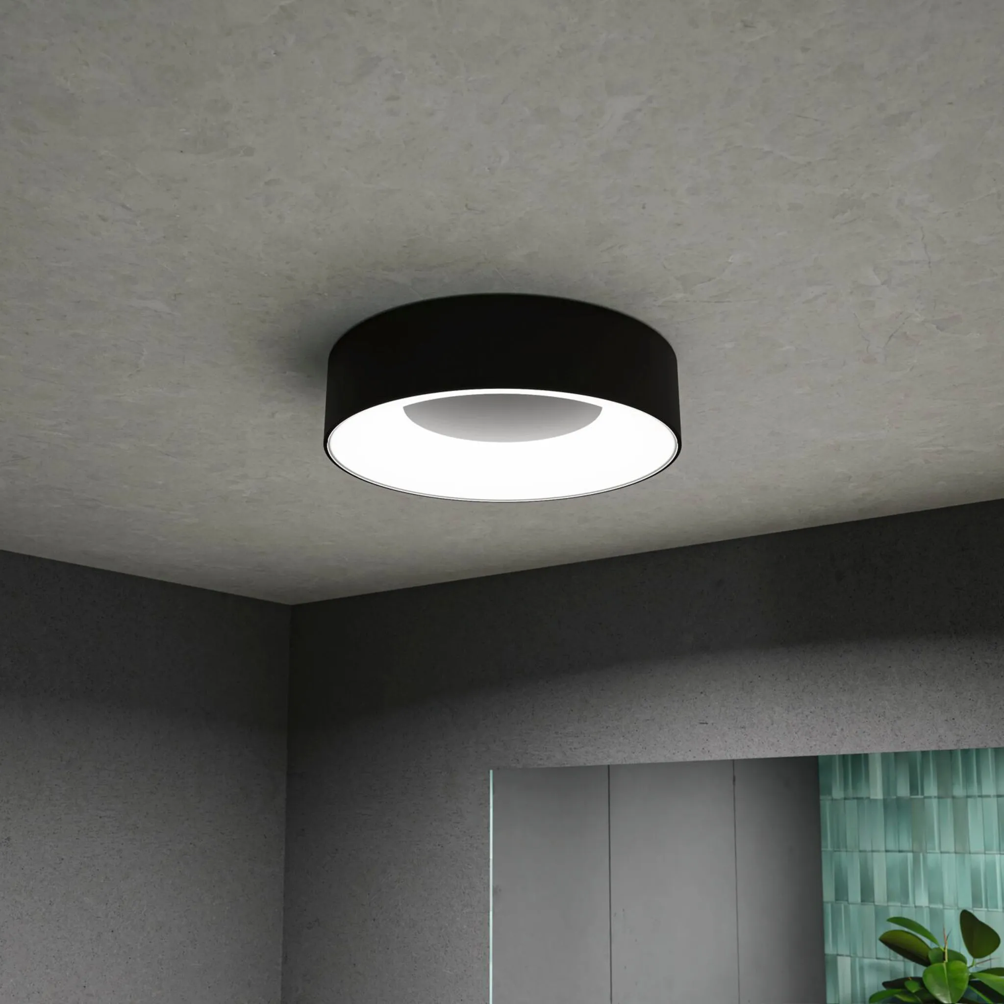 Casca 18W LED Switch 1500lm Ceiling Light in Black Matt