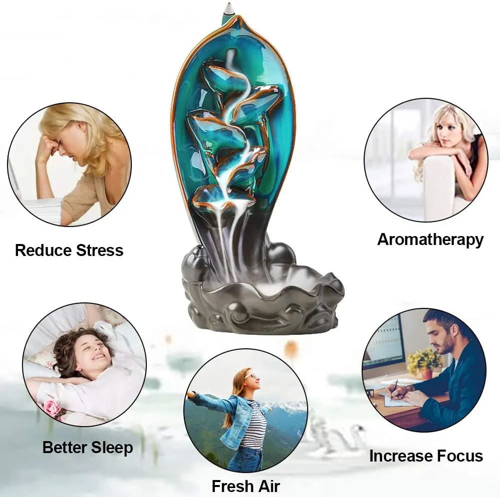 Ceramic Waterfall Backflow Yoga Incense Burner