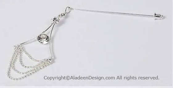 Chandelier Design Hijab Pin  # 8 Silver-tone