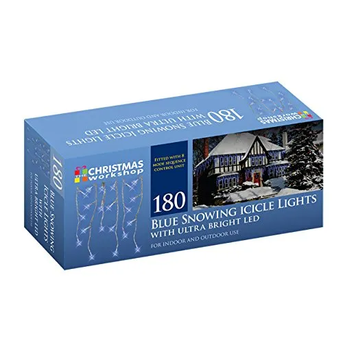 Christmas Workshop 180 LED Bright Blue Snowing icicles, Indoor and Outdoor, lights ~ Christmas, Weddings & Gardens ~ 87760