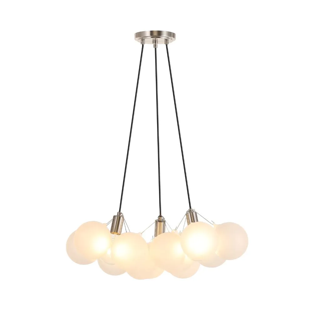 Cionar 24" 3-Light Mid-Century Glam Frosted Glass Orb LED Chandelier