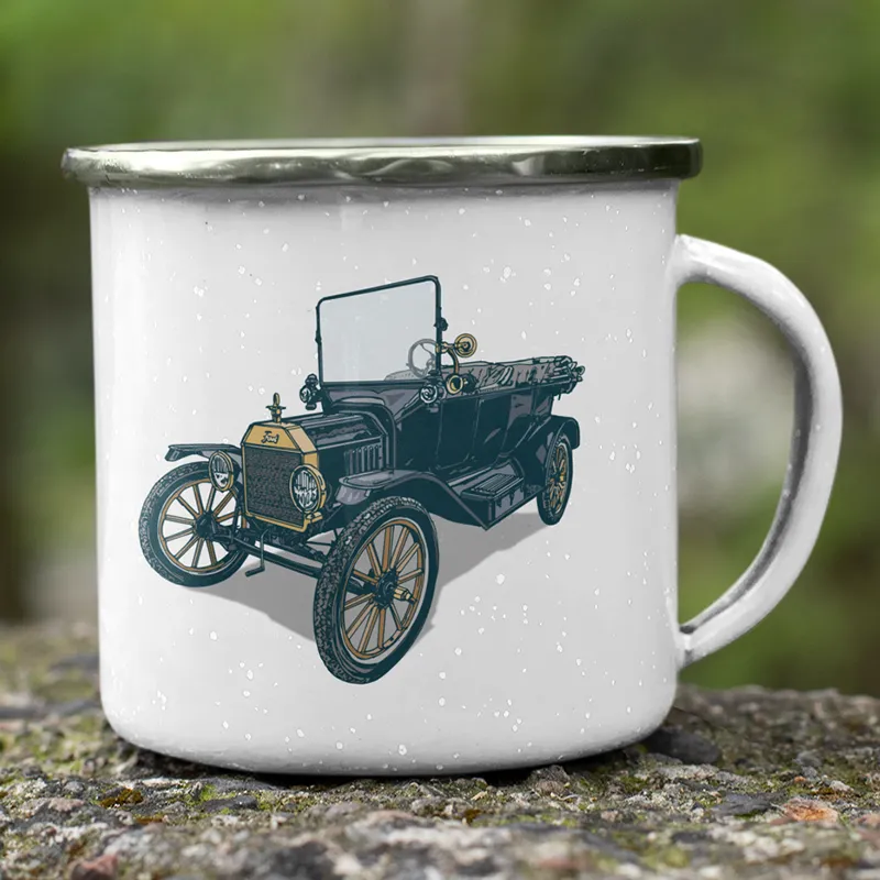 CLASSIC CARS ENAMEL MUG