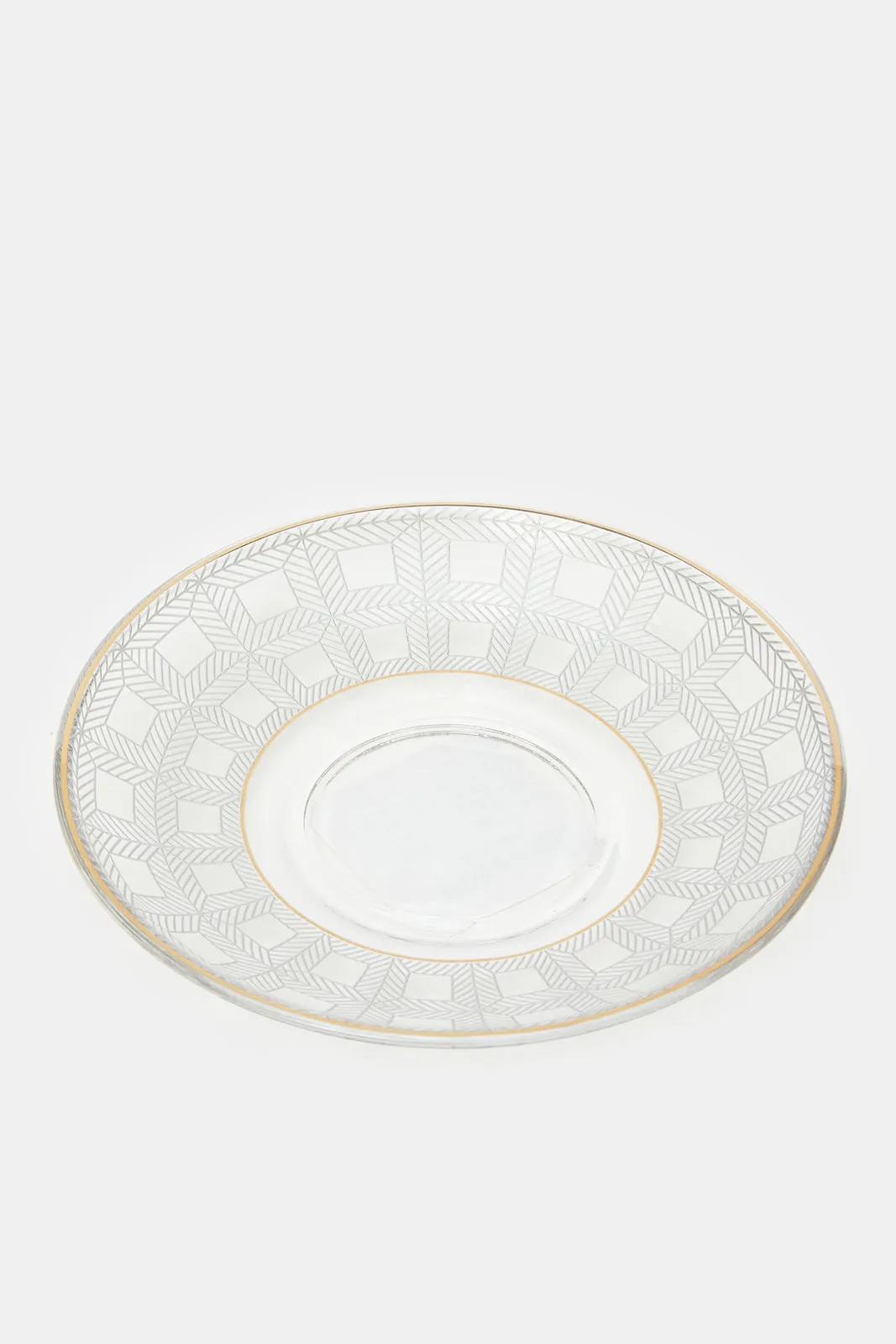 Clear Geometric Glass Tea Cup & Saucer (2 Piece)